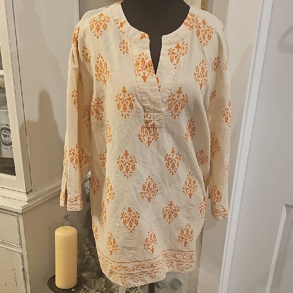 TAHARI Cream Linen Blend Tunic Size 1X - Picture 1 of 6